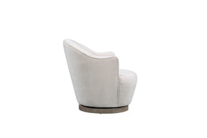 HomeRoots 27" Off White Fabric Swivel Barrel Chair - Elegant Comfort for Modern Living Spaces & Offices 554189