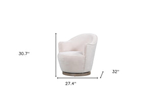 HomeRoots 27" Off White Fabric Swivel Barrel Chair - Elegant Comfort for Modern Living Spaces & Offices 554189