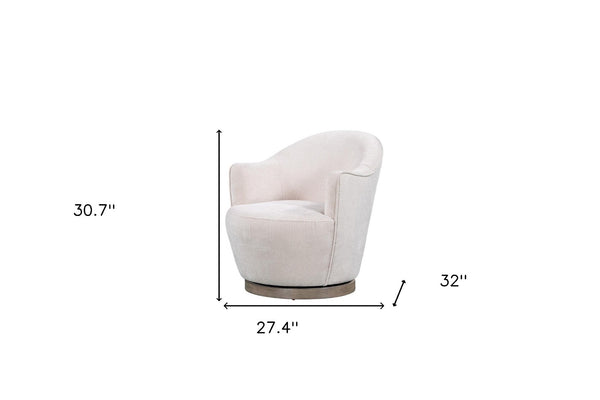 HomeRoots 27" Off White Fabric Swivel Barrel Chair - Elegant Comfort for Modern Living Spaces & Offices 554189