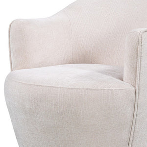 HomeRoots 27" Off White Fabric Swivel Barrel Chair - Elegant Comfort for Modern Living Spaces & Offices 554189