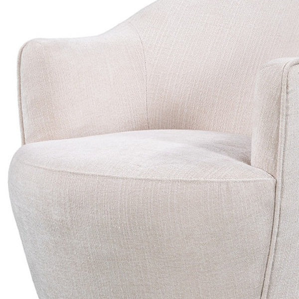 HomeRoots 27" Off White Fabric Swivel Barrel Chair - Elegant Comfort for Modern Living Spaces & Offices 554189
