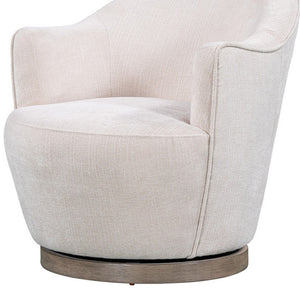 HomeRoots 27" Off White Fabric Swivel Barrel Chair - Elegant Comfort for Modern Living Spaces & Offices 554189