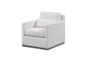 HomeRoots 30" Off White Fabric Swivel Club Chair with Toss Pillow – Stylish Comfort for Any Space! 554190