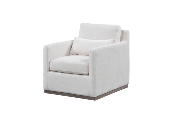 HomeRoots 30" Off White Fabric Swivel Club Chair with Toss Pillow – Stylish Comfort for Any Space! 554190