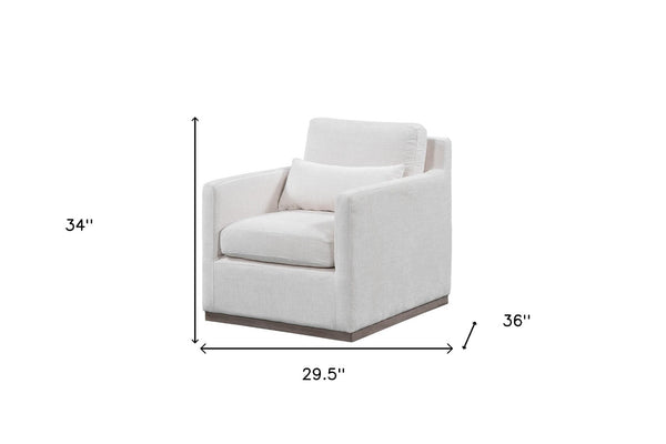 HomeRoots 30" Off White Fabric Swivel Club Chair with Toss Pillow – Stylish Comfort for Any Space! 554190