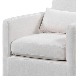 HomeRoots 30" Off White Fabric Swivel Club Chair with Toss Pillow – Stylish Comfort for Any Space! 554190