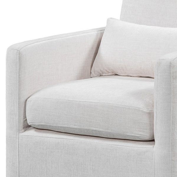 HomeRoots 30" Off White Fabric Swivel Club Chair with Toss Pillow – Stylish Comfort for Any Space! 554190