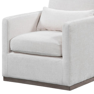 HomeRoots 30" Off White Fabric Swivel Club Chair with Toss Pillow – Stylish Comfort for Any Space! 554190