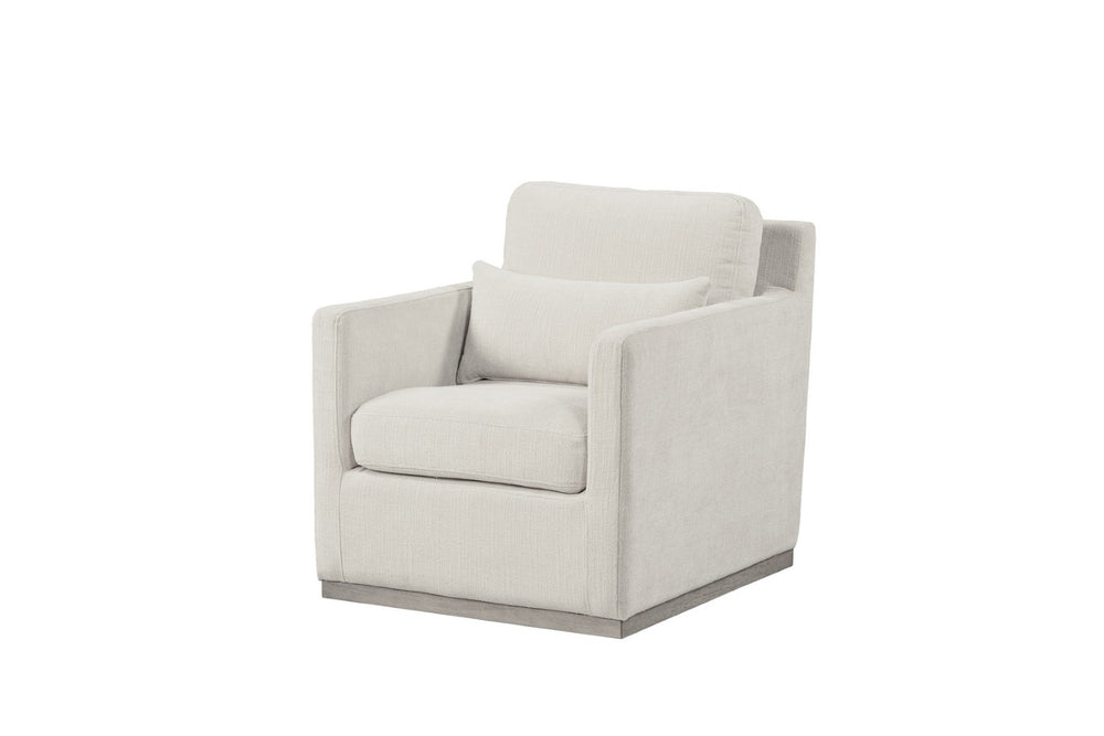 HomeRoots 30" Cream Fabric Swivel Club Chair with Toss Pillow - Modern Comfort for Home, Office & More! 554191