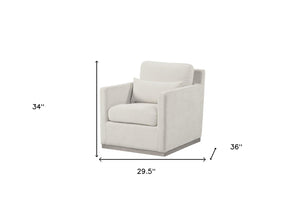 HomeRoots 30" Cream Fabric Swivel Club Chair with Toss Pillow - Modern Comfort for Home, Office & More! 554191