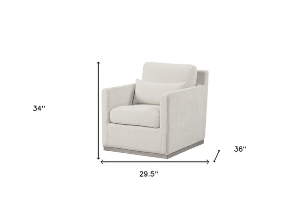 HomeRoots 30" Cream Fabric Swivel Club Chair with Toss Pillow - Modern Comfort for Home, Office & More! 554191