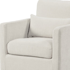HomeRoots 30" Cream Fabric Swivel Club Chair with Toss Pillow - Modern Comfort for Home, Office & More! 554191