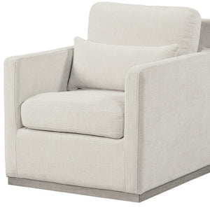 HomeRoots 30" Cream Fabric Swivel Club Chair with Toss Pillow - Modern Comfort for Home, Office & More! 554191