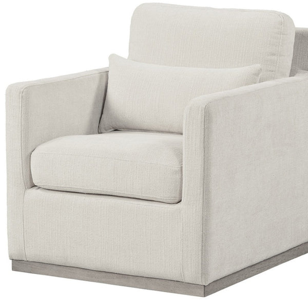 HomeRoots 30" Cream Fabric Swivel Club Chair with Toss Pillow - Modern Comfort for Home, Office & More! 554191