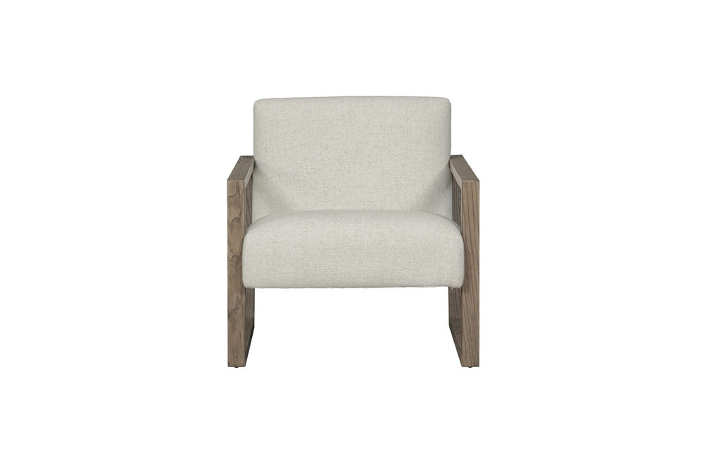 HomeRoots 28" Elegant Beige and Ash Gray Arm Chair – Chic Fabric & Wood Design for Modern Spaces & Comfort 554192