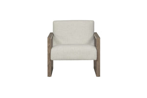 HomeRoots 28" Elegant Beige and Ash Gray Arm Chair – Chic Fabric & Wood Design for Modern Spaces & Comfort 554192