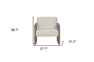 HomeRoots 28" Elegant Beige and Ash Gray Arm Chair – Chic Fabric & Wood Design for Modern Spaces & Comfort 554192