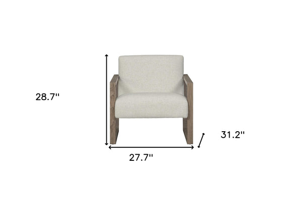 HomeRoots 28" Elegant Beige and Ash Gray Arm Chair – Chic Fabric & Wood Design for Modern Spaces & Comfort 554192