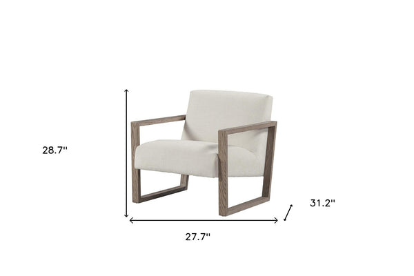 HomeRoots 28" Modern Off-White and Ash Gray Fabric Lounge Chair for Stylish Comfort in Any Space 554193