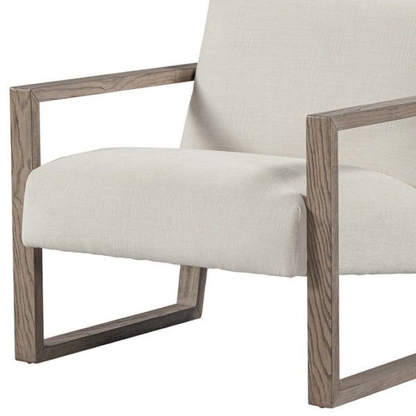 HomeRoots 28" Modern Off-White and Ash Gray Fabric Lounge Chair for Stylish Comfort in Any Space 554193