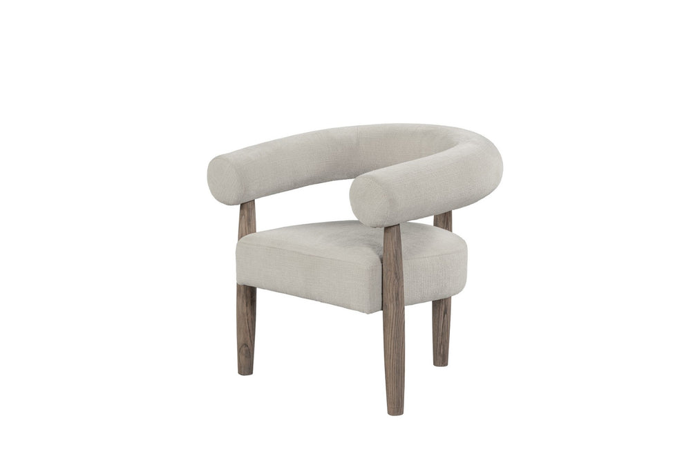 HomeRoots 29" Cream Curved Arm Accent Chair with Light Brown Legs - Stylish Comfort for Any Space 554194