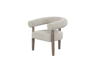 HomeRoots 29" Cream Curved Arm Accent Chair with Light Brown Legs - Stylish Comfort for Any Space 554194