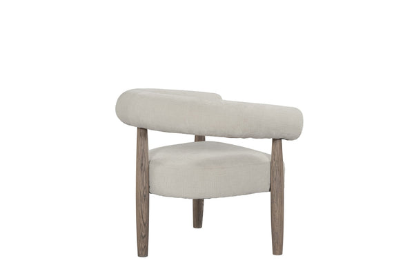 HomeRoots 29" Cream Curved Arm Accent Chair with Light Brown Legs - Stylish Comfort for Any Space 554194