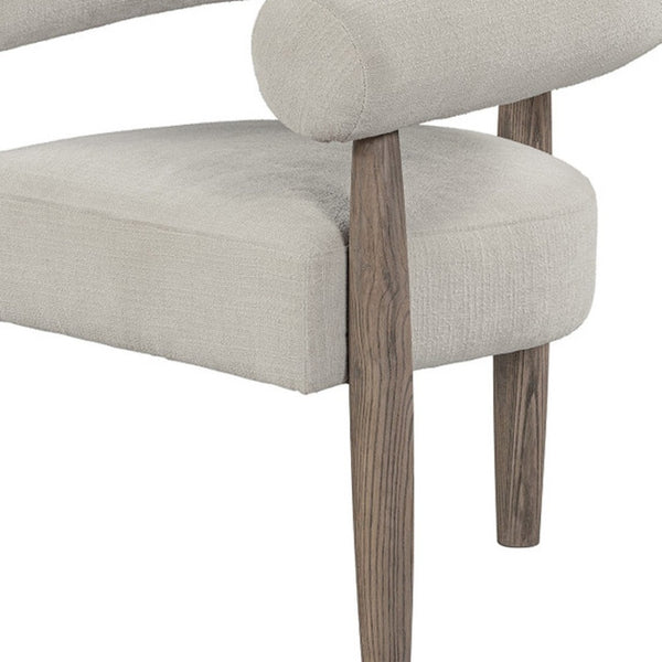 HomeRoots 29" Cream Curved Arm Accent Chair with Light Brown Legs - Stylish Comfort for Any Space 554194