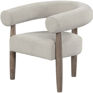HomeRoots 29" Cream Curved Arm Accent Chair with Light Brown Legs - Stylish Comfort for Any Space 554194
