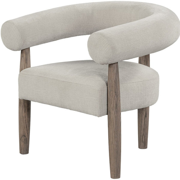 HomeRoots 29" Cream Curved Arm Accent Chair with Light Brown Legs - Stylish Comfort for Any Space 554194