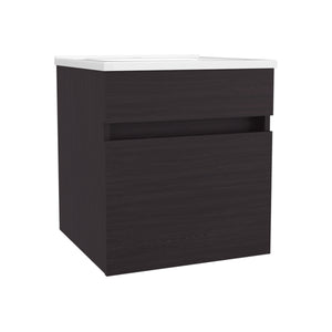 English Elm FM Wall-Mounted Belle Bathroom Vanity with Built-In Sink, Floating Design, Soft-Close Door, Sleek Storage Solution Wenge 23 L x 23 W x 12 H B128P335848
