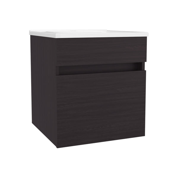 English Elm FM Wall-Mounted Belle Bathroom Vanity with Built-In Sink, Floating Design, Soft-Close Door, Sleek Storage Solution Wenge 23 L x 23 W x 12 H B128P335848