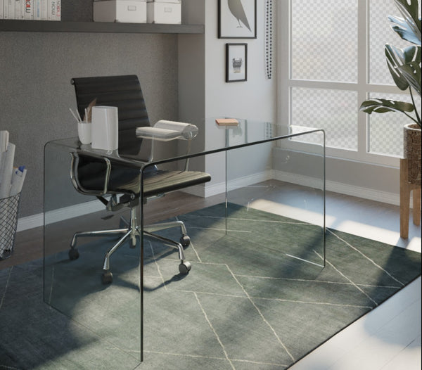 HomeRoots 43" Clear Glass Computer Desk - Sleek, Contemporary Design for Modern Offices & Home Workspaces! 554196