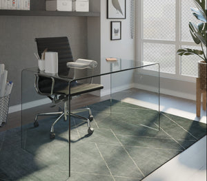HomeRoots 50" Clear Glass Computer Desk - Sleek, Modern Design with Durable Construction for Effortless Workspace Elegance 554197