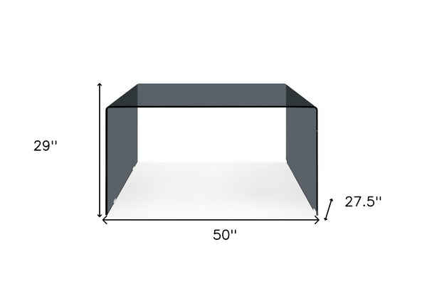 HomeRoots 50" Modern U-Shape Gray Glass Computer Desk – Sleek, Fully Assembled Workspace for Home & Office 554198