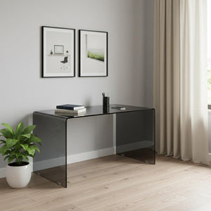 HomeRoots 50" Modern U-Shape Gray Glass Computer Desk – Sleek, Fully Assembled Workspace for Home & Office 554198