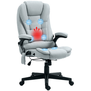 English Elm HOMCOM Executive Massage Office Chair with 6-Point Vibration, Lumbar Heat, Recline & Remote Control Light Gray W2225P229753