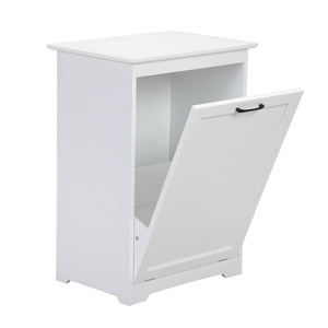 English Elm Trash Cabinet with Adjustable Tilt, White MDF 13-Gallon Hidden Garbage Bin Holder for Home (30.7"H) W2181P357598