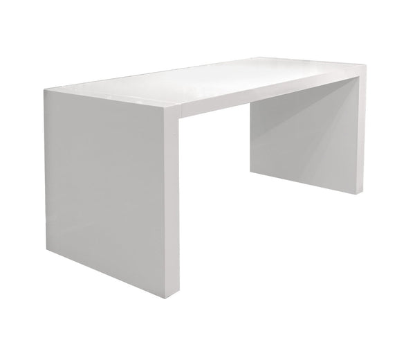 HomeRoots 62" White Wood Computer Desk – Sleek High-Gloss Finish, Versatile Design for Home Office or Dining Room 554200