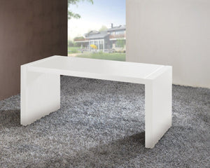 HomeRoots 62" White Wood Computer Desk – Sleek High-Gloss Finish, Versatile Design for Home Office or Dining Room 554200