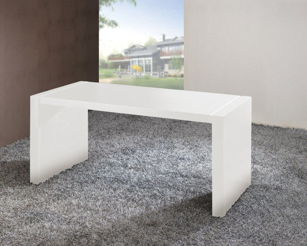 HomeRoots 62" White Wood Computer Desk – Sleek High-Gloss Finish, Versatile Design for Home Office or Dining Room 554200