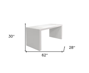 HomeRoots 62" White Wood Computer Desk – Sleek High-Gloss Finish, Versatile Design for Home Office or Dining Room 554200