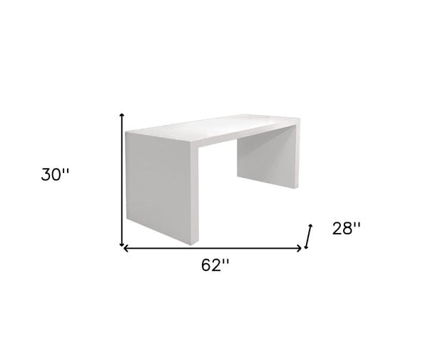 HomeRoots 62" White Wood Computer Desk – Sleek High-Gloss Finish, Versatile Design for Home Office or Dining Room 554200