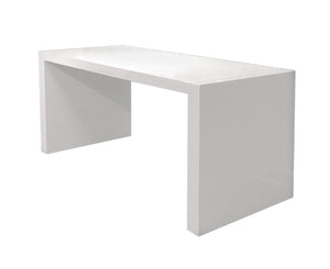 HomeRoots 62" White Wood Computer Desk – Sleek High-Gloss Finish, Versatile Design for Home Office or Dining Room 554200