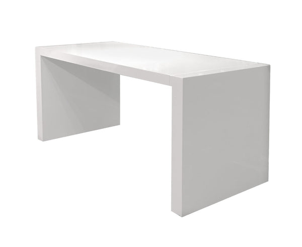 HomeRoots 62" White Wood Computer Desk – Sleek High-Gloss Finish, Versatile Design for Home Office or Dining Room 554200