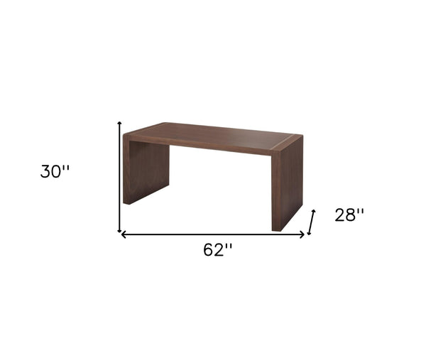 HomeRoots 62" Brown Wood Computer Desk – Durable, Stylish Workspace with Ample Surface & Easy Assembly Options! 554201