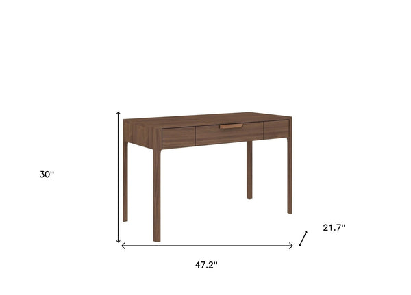 HomeRoots 47" Brown Wood Computer Desk - Stylish Compact Design with Easy-Open Drawer for Home Office Use 554202