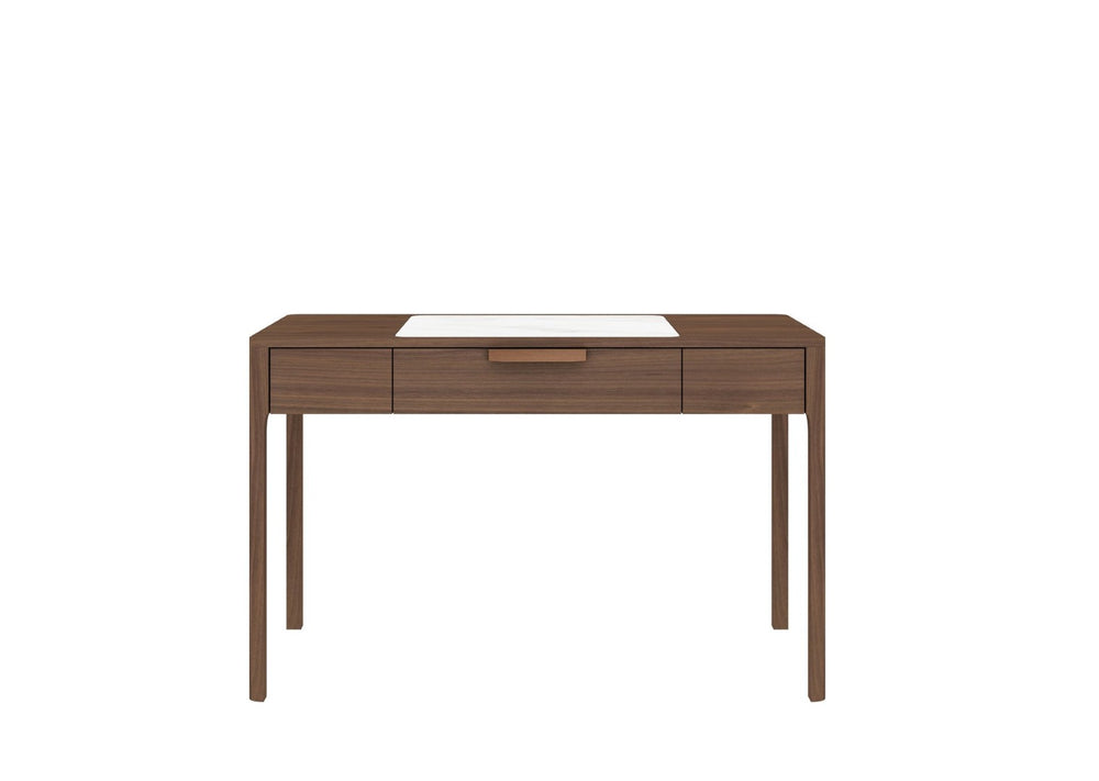 HomeRoots 47" Elegant White and Brown Marble Wood Computer Desk for Stylish Home Office or Workspace Use 554203