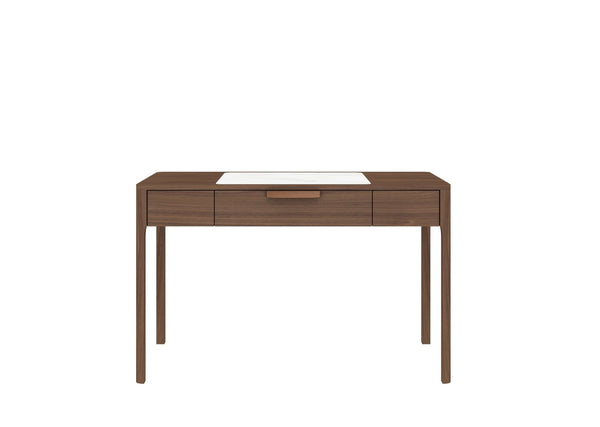 HomeRoots 47" Elegant White and Brown Marble Wood Computer Desk for Stylish Home Office or Workspace Use 554203