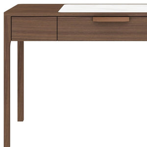 HomeRoots 47" Elegant White and Brown Marble Wood Computer Desk for Stylish Home Office or Workspace Use 554203